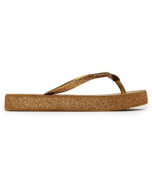 Havaianas Slim Flatform Sparkle Flip Flops - Brown