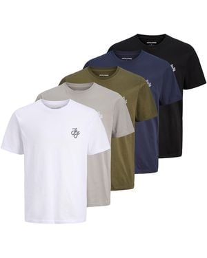 Jack & Jones 5-Pack Short Sleeve T-Shirt - Blue