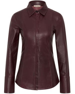 St. Agni Panelled Leather Shirt - Purple