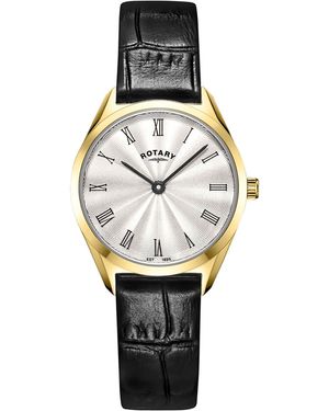 Rotary Ladies Ultra Slim Ss Leather Watch - Metallic