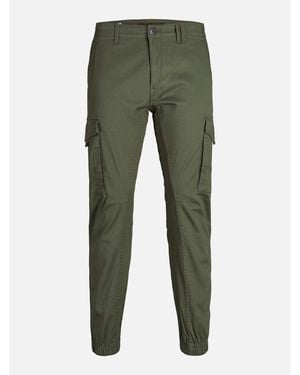 Jack & Jones Slim Stretch Cuffed Cargo Trousers - Green