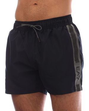 EA7 Logo Tape Swim Shorts - Black