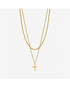 Inicio Waterproof 2 Row Cross Necklace - Metallic