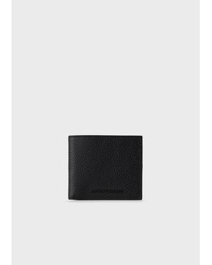 Emporio Armani Tumbled Leather Bifold Wallet - Black