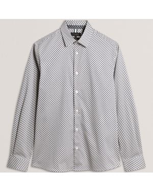 Ted Baker Ls Slim Geo Long Sleeve Patterned Shirt - Grey