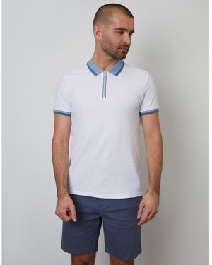Threadbare Emberton Short-Sleeve Polo Shirt - White