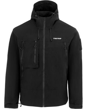 Firetrap Windproof Hooded Long Sleeve Windbreaker - Black