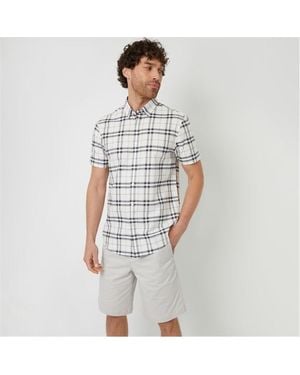 Threadbare Cotton Short Sleeve Check Shirt - Grey