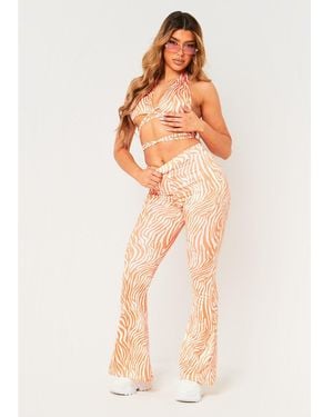 Missy Empire Swirl Print Flared Trousers - Orange