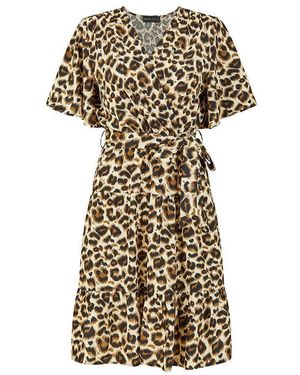 Mela London Animal Print Wrap Dress - Natural