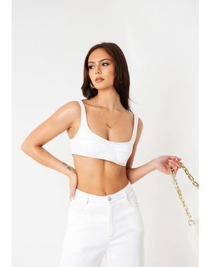 Missy Empire Contrast Stitch Bralette - White