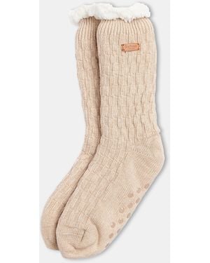 Barbour Cable Knit Lounge Socks - Natural