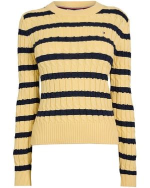 Tommy Hilfiger Cable Knit Crew Neck Jumper - Yellow