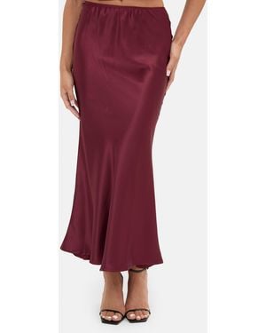 I Saw It First Satin Bias Cut Maxi Skirt - Red