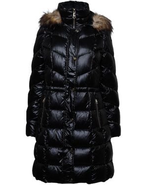DKNY Zip Front Waisted Down Jacket - Black