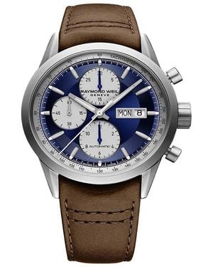 Raymond Weil Freelancer Automatic Stainless Steel Leather Auto Analogue Watch - Blue