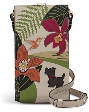 Radley Rhs Collection Floral Leather Phone Crossbody Bag - White
