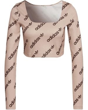 adidas Originals Long Sleeve Crop Top - Pink