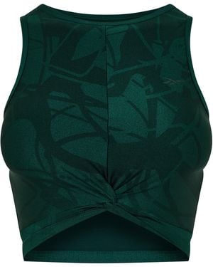 Reebok Shiny Yoga Scribble Crop Top - Green