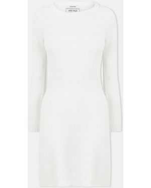 Jack Wills Knitted Bell-Sleeve Mini Jumper Dress - White