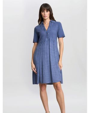 Gina Bacconi Aaliyah Chambray Demin And Jersey Dress - Blue