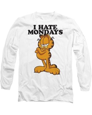 Garfield I Hate Mondays Adult Longsleeve T - White