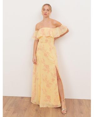 Anaya with love Recycled Floral Print Bardot Maxi Dress - Natural