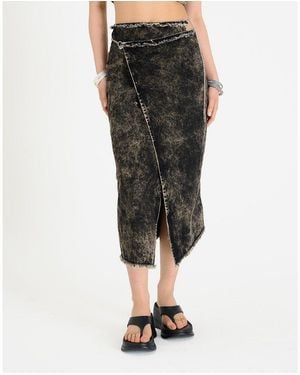 The Ragged Priest Rune Maxi Denim Skirt - Black