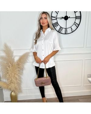 AX Paris Frill Detail Button Front Shirt - White