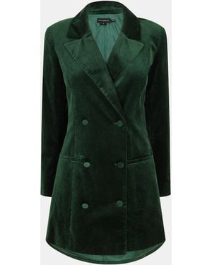 GOOD AMERICAN Executive Velvet Blazer Dress - Green