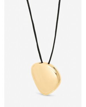 Mood Plated Statement Polished Cord Necklace - Metallic