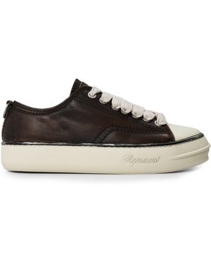 Represent Cap Leather Low-Top Trainers - Black