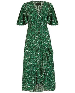 Mela London Leopard Print Wrap Dress - Green