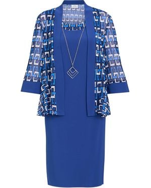 Gina Bacconi Sofia Print Dress And Jacket - Blue