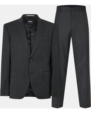 BOSS Tailored Fit Canvas Interlining Suits - Black