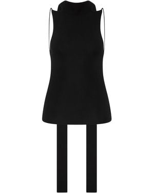 St. Agni Scarf Detailed Knitted Top - Black