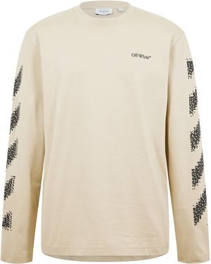 Off-White c/o Virgil Abloh Diag Skate Diagonal Graphic Long Sleeve T-Shirt - Natural