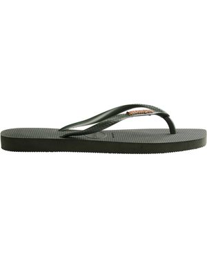 Havaianas Square Logo Metallic Comfortable Flip Flops - Green