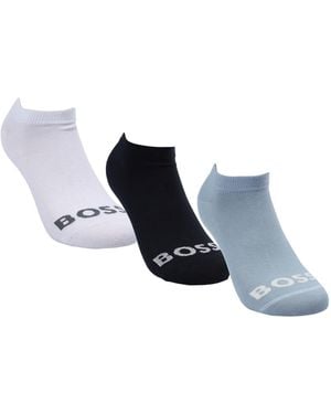 BOSS 3 Pack Of Ankle Socks With Contrast Logos - Blue