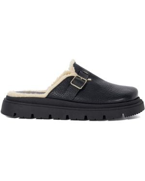 Dune Gene Leather Faux Shearling Lined Clogs - Blue