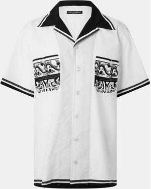 Dolce & Gabbana Lightweight Cotton Short Sleeve Bowling Shirt - White
