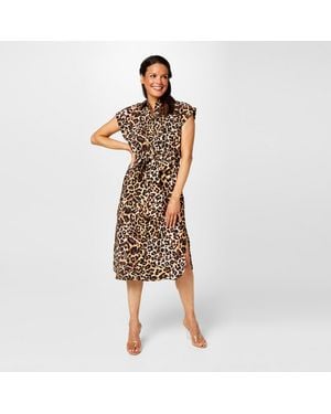 Biba Printed Shirt Dress - Brown