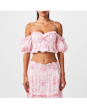 LoveShackFancy Amille Off-Shoulder Top - Pink