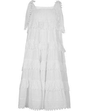 Anne Louise Boutique Phi Phi Cotton Tiered Maxi Dress - White