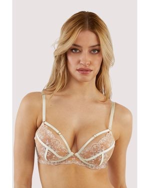 Playful Promises Cassia Floral Embroidery Caged Bra - Brown