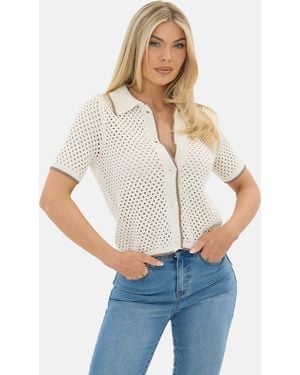 I Saw It First Crochet Shirt - White