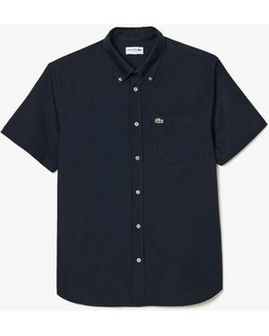 Lacoste Short Sleeve Oxford Shirt - Blue