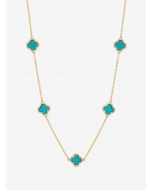 Jon Richard Plated And Station Clover Necklace - Blue
