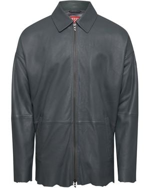 DIESEL L Mart B Leather Jacket - Grey