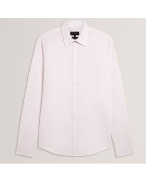 Ted Baker Ls Regular Fit Linen Shirt - Pink